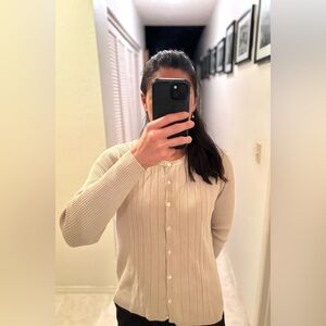 Casual Corner Beige Ribbed Cardigan